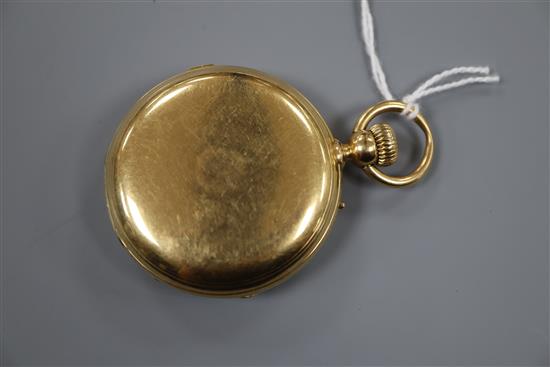 A continental engine turned 18k hunter pocket watch, with Roman dial, case 48mm, gross 106.8 grams.